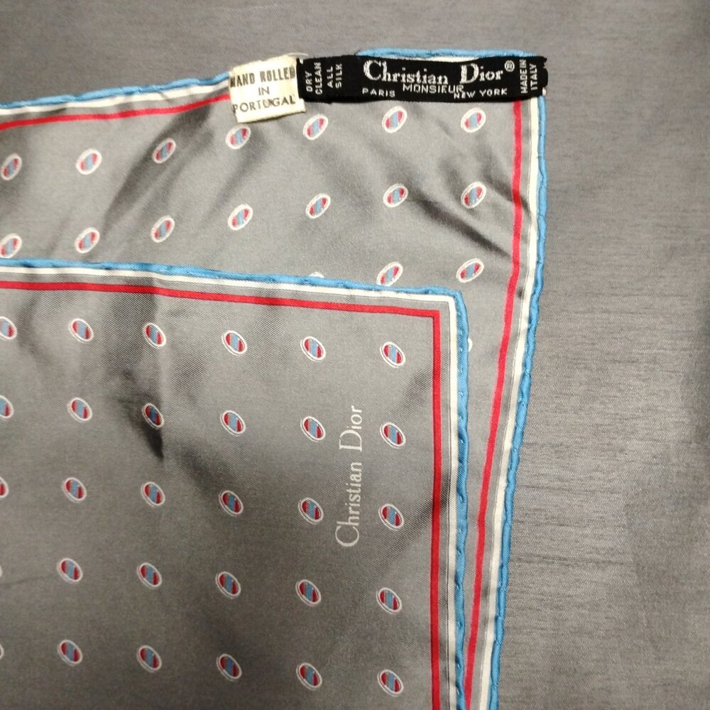 ❤️2 CHRISTIAN DIOR Pocket Square Bandana Luxurious Silk Scarf - Picture 7 of 8